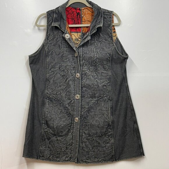 Parsley & Sage Womens Sleeveless Patchwork Vest tunic L 100%‎ Cotton long line - Picture 3 of 16